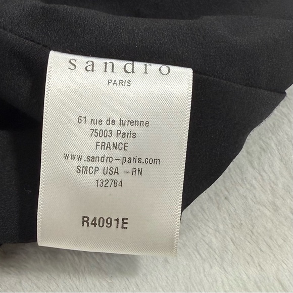 Sandro Paris Lace Racerback Dress Womans Sz 1 Black Floral Overlay Lined - Picture 10 of 15